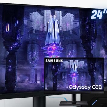 Monitor Gamer Samsung Odyssey G30, 24'' Full HD, 144Hz, 1ms, FreeSync Premium, HDMI/Displayport, Ajuste de altura, Preto LS24BG300ELMZD