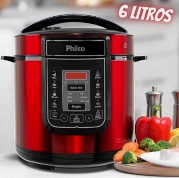Panela de Pressão Digital 6L Inox Vermelha Philco