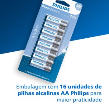 Pilha Alcalina Philips Aa Pequena 16 Unidades Promoção Nf-e