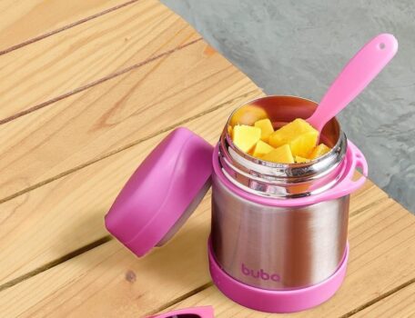 Pote Térmico Com Colher Rosa, Buba