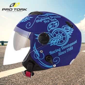 Pro Tork Capacete New Atomic Highway DreAmarelos Fosco 56 Azul