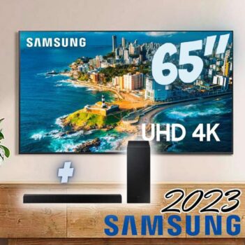 Samsung Smart TV 65" UHD 4K 65CU7700 + Soundbar Samsung HW-A555 Combo