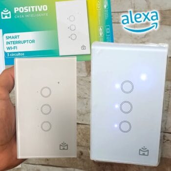 Smart Interruptor Wi-Fi Positivo Casa Inteligente, 3 Módulos, Touch, Branco - Compatível com Alexa