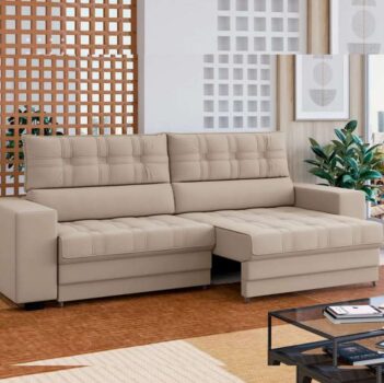 Sofá Retrátil Reclinável 2 Lugares Veludo Omega - Besthouse