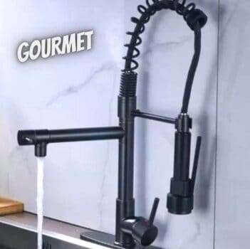 Torneira para Cozinha Gourmet de Mesa Dupla Saída - Monocomando Preta Nell YL-03