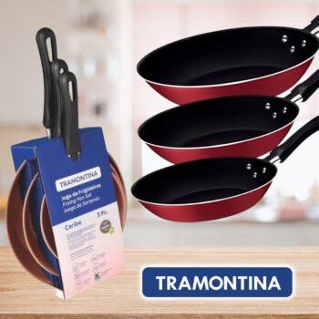 Tramontina JOGO DE FRIGIDEIRAS 3PCS CARIBE VERMELHO - SORTIDOS DE ALUMINIO COM REV ANTIADERENTE
