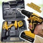 Vonder Furadeira Parafusadeira Impacto 3 * 8 12V A Bateria, AMARELO/PRETO