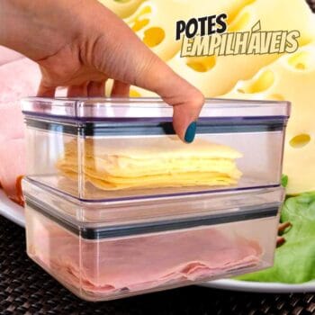 2 ou 3 Porta Frios Geladeira Pote Hermético Gaveta Acrilico 770ml