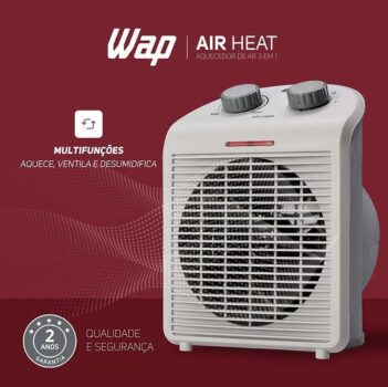 Aquecedor WAP Air Heat 3 em 1, com 2 Níveis, 2000W, 220V, Cinza - FW009371