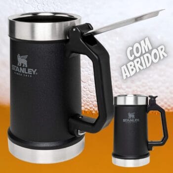 Caneca térmica Stanley Classic Beer Stein, com abridor de garrafas, 709 ml, Foundry Black