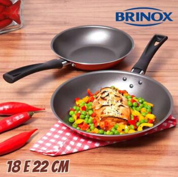 Conjunto 2 Frigideiras, Garlic, 18 e 22 cm, Vermelho Brinox