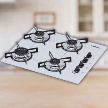 Cooktop 4 bocas Chamalux ultra chama branco Bivolt Trempe Chapa
