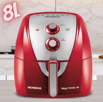 Fritadeira Sem Óleo Air Fryer 8L, Mondial, Vermelho/Inox, 1900W, 127V - AFN-80-RI