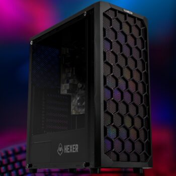 Gabinete Gamer Mancer Hexer Mid-tower Com 3 Fans Led Rainbow