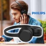 Headphone Philips bluetooth on-ear com microfone e energia para 15 horas na cor preto TAH1108BK/55