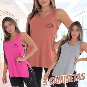 KIT 03 CAMISETAS REGATA FITNESS SILK ROCCA