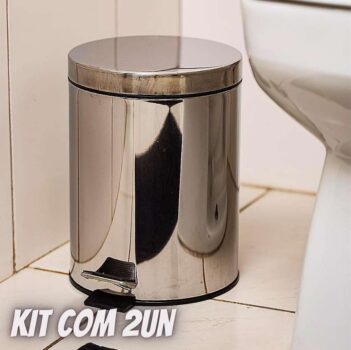 Kit 2 Lixeiras Aço Inox 5L Com Pedal Emborrachado + Cesto Removível By K80