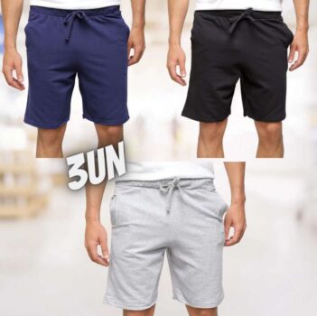 Kit Bermuda Básicos 3 Peças Masculina