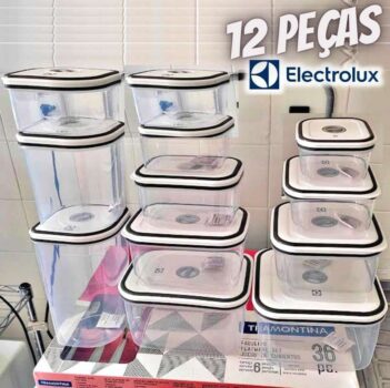 Kit com 12 undades Pote Hermetico cinza, Electrolux