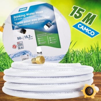 Mangueira de água potável Camco TastePURE de 15 metros – sem chumbo e BPA (22753)