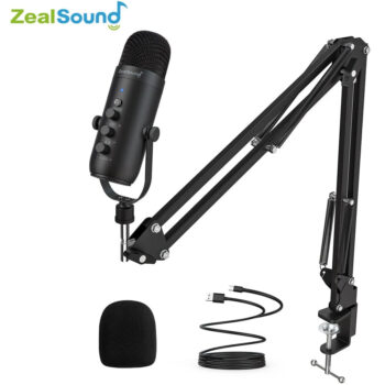 Microfone Condensador Zealsound, com Braço Articulado