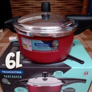 Panela de Pressão, Vancouver, Vermelha, 6L, Diâmetro 24 cm, Tramontina
