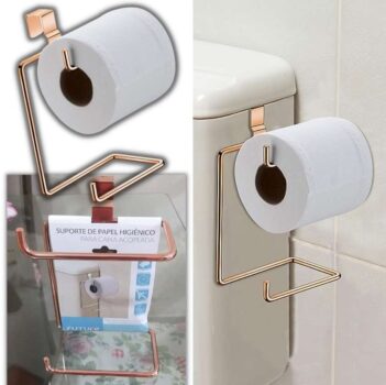 Papeleira Dupla para Caixa Acoplada Cobre, Future, Rose Gold
