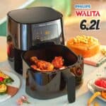 Philips Walita Preta Fritadeira Airfryer Essential XL Digital, 6.2L de capacidade, Garantia internacional de dois anos, 220V, 2000W (RI9270/91)