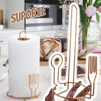 Porta Rolo de Papel Toalha Querida, 14cm, Rosé Gold, Arthi
