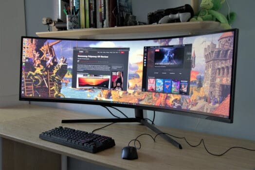 Samsung Odyssey Neo G9 49" - Monitor Gamer Curvo Mini LED, DQHD, 240Hz, 1ms, tela super ultrawide, HDMI, Display Port, USB, G-sync, Freesync Premium Pro, com ajuste de altura, Preto