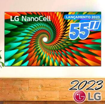 Smart TV 55" 4K LG NanoCell 55NANO77SRA Bluetooth ThinQ AI Alexa Google assistente Airplay 3 HDMI