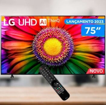 Smart TV 75 Polegadas LG 4K UHD, 3 HDMI, 2 USB, Bluetooth, Wi-Fi, ThinQ AI, Alexa, Google Assistente - 75UR8750PSA