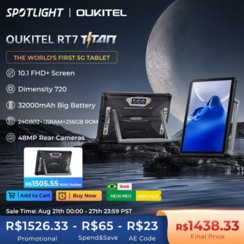 Tablet Oukitel robusto, RT7 TITAN 5G, PC, 12GB + 256GB, 10.1 "FHD +, 32000mAh, 12GB + 256GB, 48MP + 20MP