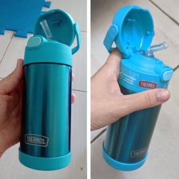 Thermos Garrafa térmica infantil Funtainer, aço inoxidável, 355 ml, azul-petróleo