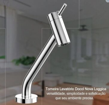 Torneira Lavatório Mesa Bica Baixa Loggica, Docol, Cromado