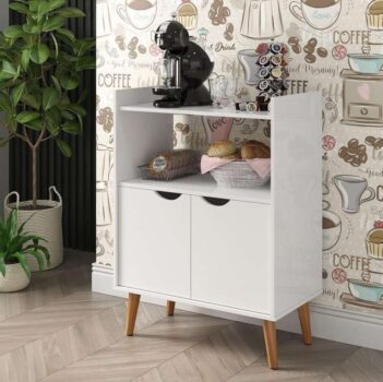 Aparador Buffet Retrô 2 Portas Grécia Ripado 3D Luxo (Branco)