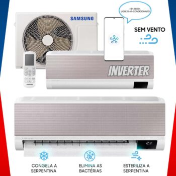 Ar Condicionado Split Inverter Samsung WindFree Metal Cooling Sem Vento 9.000 BTUs Quente e Frio 220V