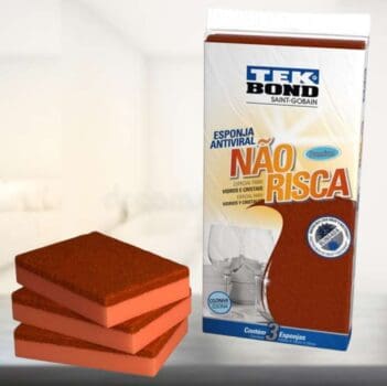 Esponja Para Limpeza Não Risca, Laranja Pack com 3, Tekbond