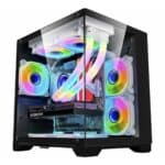 Gabinete Gamer K-Mex Space Aqua mATX, Vidro Temperado, Sem Fonte, Sem Fan, Preto - CG-10KN