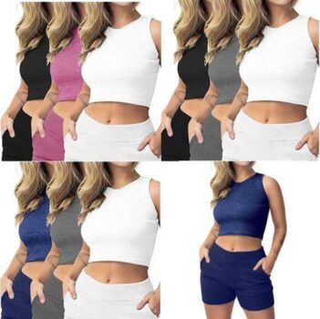 Kit 3 Conjuntos Regata Feminina + Short Feminino Fresquinho Verão