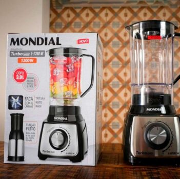 Liquidificador Turbo 1200w 3l Inox L-1200 Preto 110v Mondial