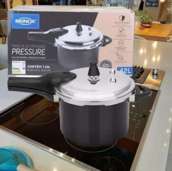 Panela de Pressão 4.2L Fechamento Externo Indução com Revestimento Cerâmico Brinox Pressure