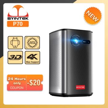 Projetor BYINTEK P70 3D, Android, Wi-Fi, 1080P, 380 ANSI lumens