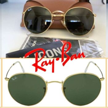 Ray-Ban RB3447L ROUND METAL Óculos de Sol Masculino Ouro