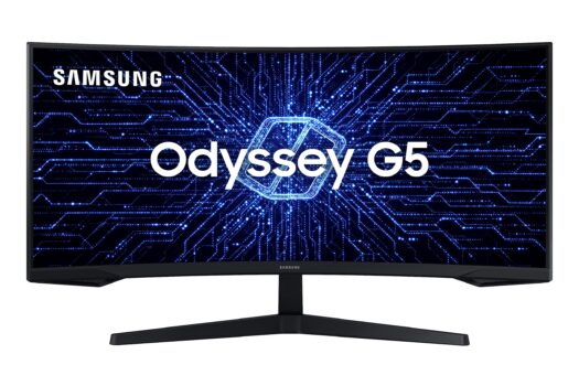 Samsung ‎C34G55TWWL Odyssey 34' - Monitor Gamer Curvo, WQHD, 165Hz, 1ms, tela ultrawide, HDMI, Display Port, Freesync Premium, preto, série G5