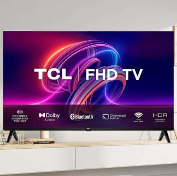 Smart TV LED 32" FHD TCL S5400AF com Android TV, Wi-Fi, Bluetooth, Controle Remoto com Comando de Voz, Google Assistente e Chromecast integrado
