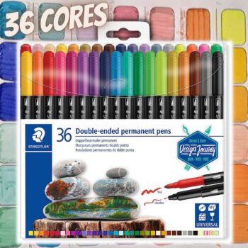 STAEDTLER Caneta Permanente, Dua Ponta Dupla, Estojo 36 cores, 3187 TB36 02, Multicolorido, pack of 36