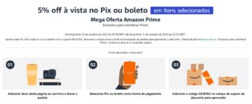 5% OFF à vista no PIX ou Boleto na Amazon em Produtos Selecionados