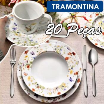 Aparelho de Jantar e Chá 20 Peças Tramontina - Porcelana Branco Redondo Ana Clara