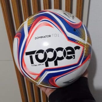Bola Dominator TD1 21 Futsal Cor Branco/Azul/Amarelo Neon Topper
